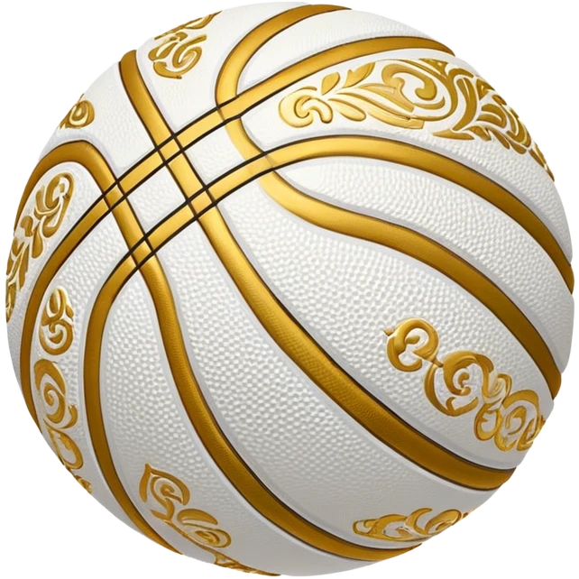 White basketball with golden decorative patterns emoji