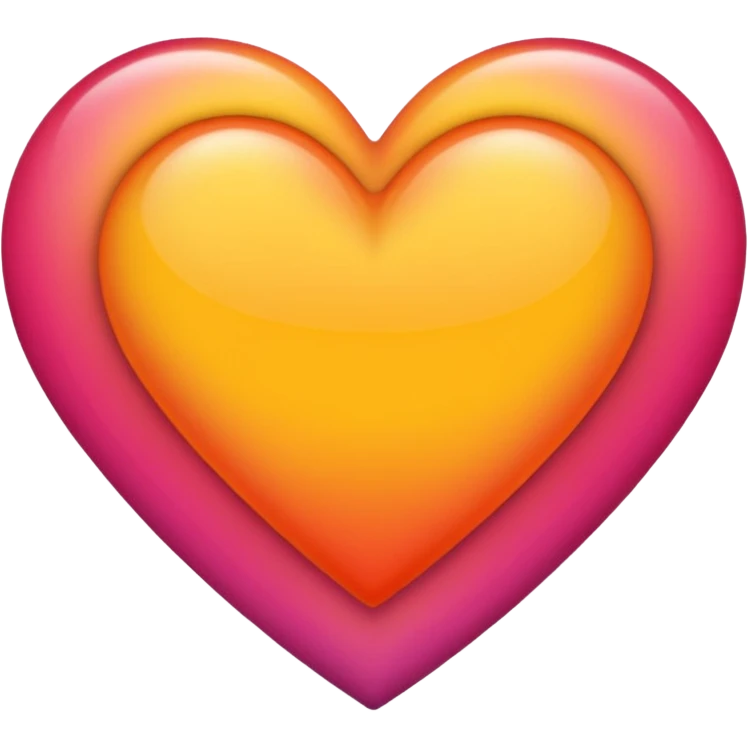 Bright yellow to orange to dark pink double gradient double heart emoji