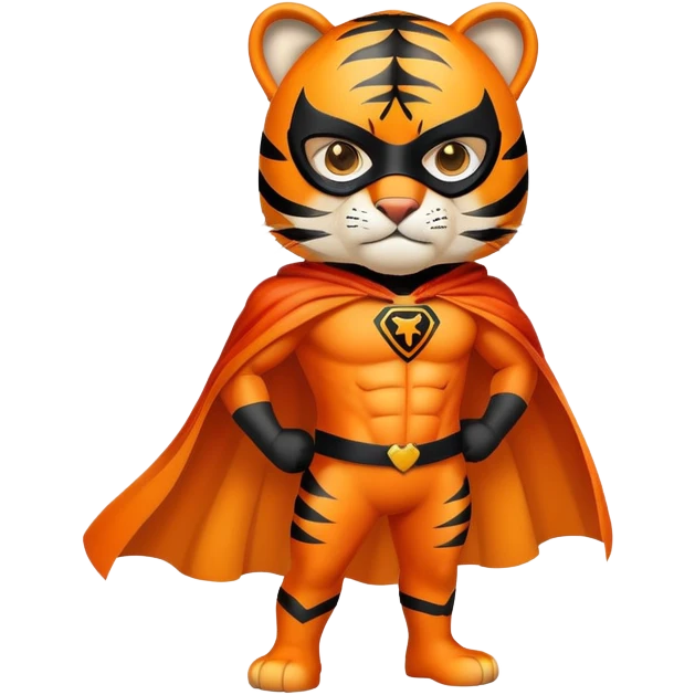 Superhero tiger with cape and mask emoji