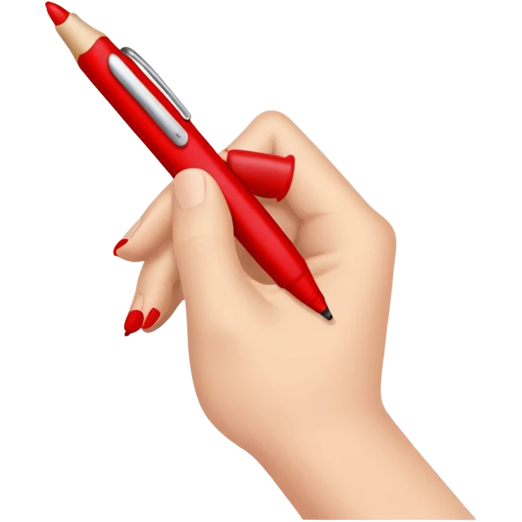 рука телесного цвета что то пишет красной ручкой emoji
