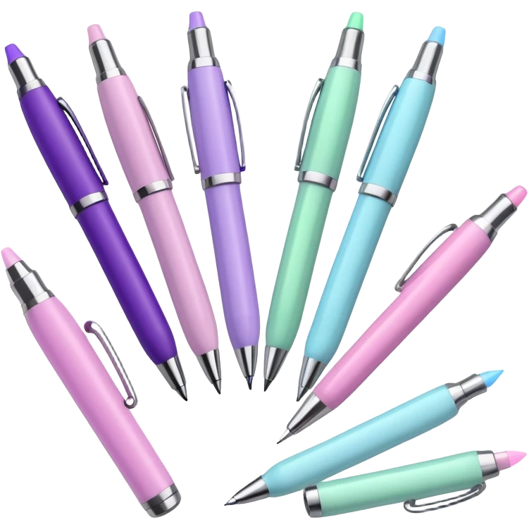 Light pink, light green, light blue and light purple pens emoji