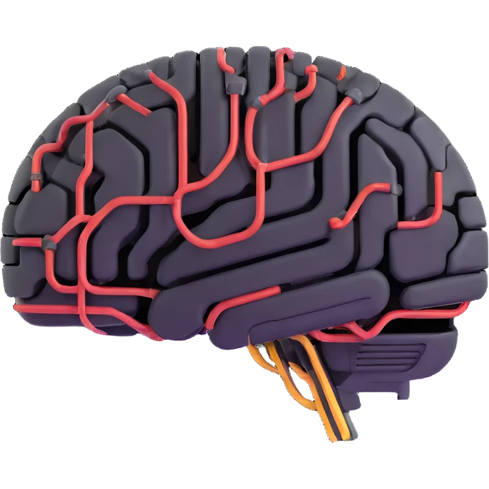 AI digital brain with circuits emoji