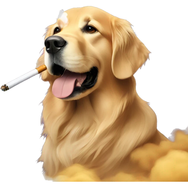 golden retriever smoking a vape  emoji