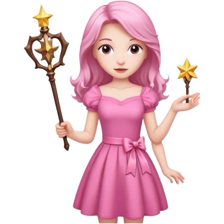 beautiful-haired in pink woman with a wand emoji