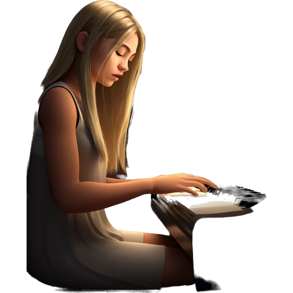 peaceful girl reading music indoors emoji