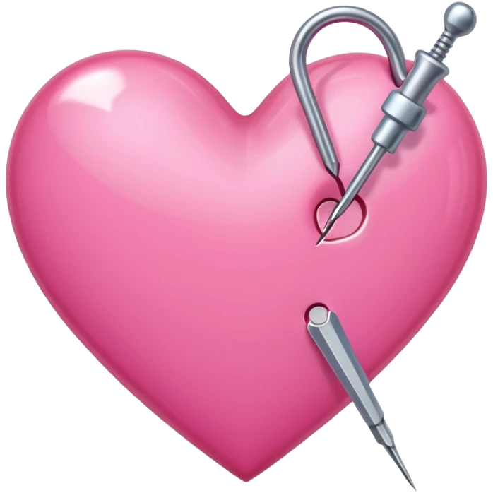 A pierced pink heart by a needle emoji