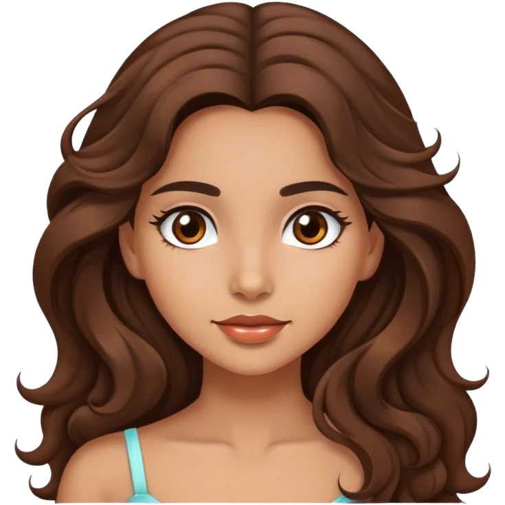 Beautiful girl,brown hair,wavy hair，long hair,brown eyes,hispanic emoji