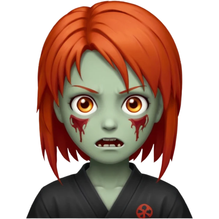 zombie emoji Paklov, dark orange red hair, hair styled in the shape of megumi from jujutsu kaizen, homem, cabelo espetado  emoji