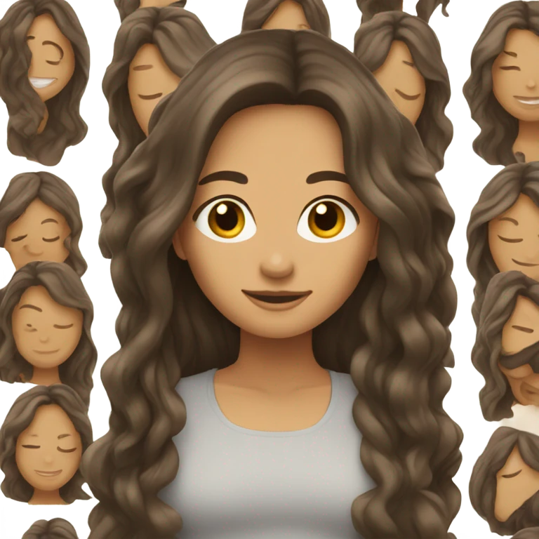 Brunette with hair touching her feet emoji