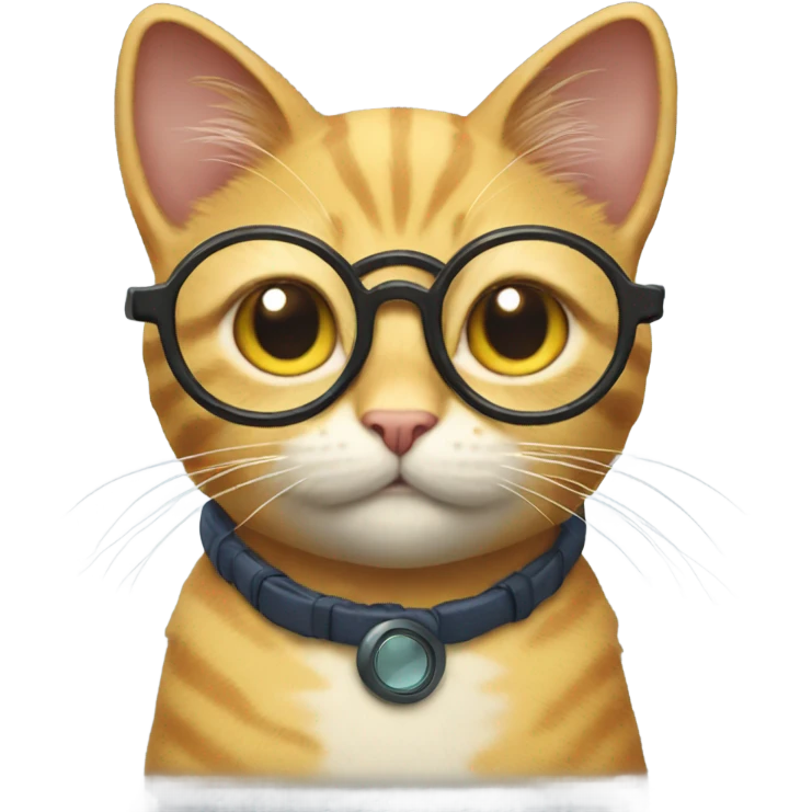 Cat with glasses playing Pokemon emoji