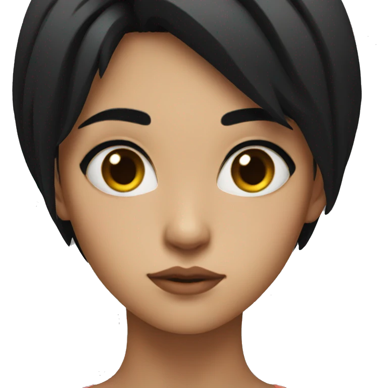  girl with intense gaze with black hair  emoji