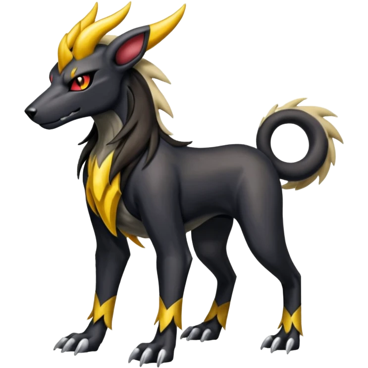 colorful shiny edgy cool badass Manectric-Houndoom-fusion-hybrid-Fakémon-creature, full body emoji