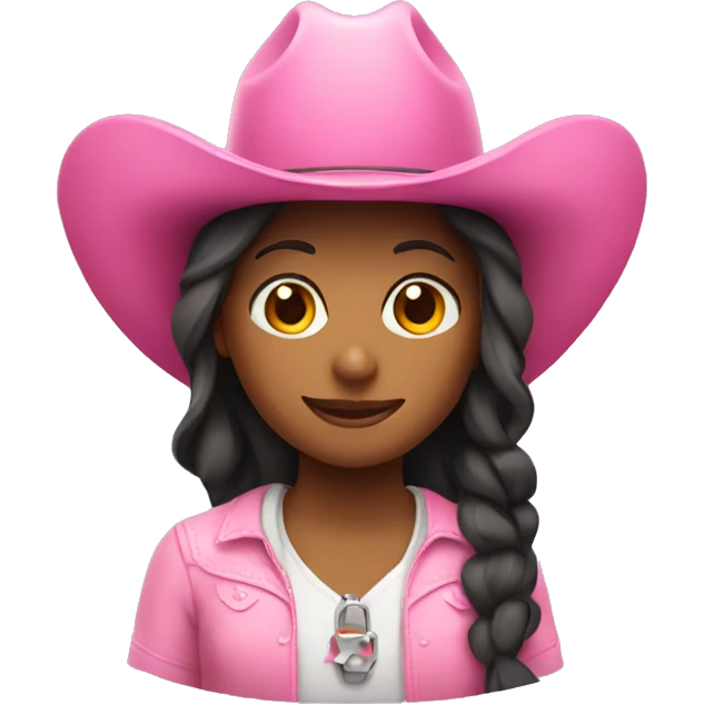 Girl wearing a pink cowboy hat emoji