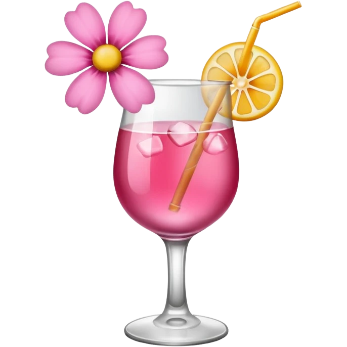 Alcohol drink with pink flower emoji