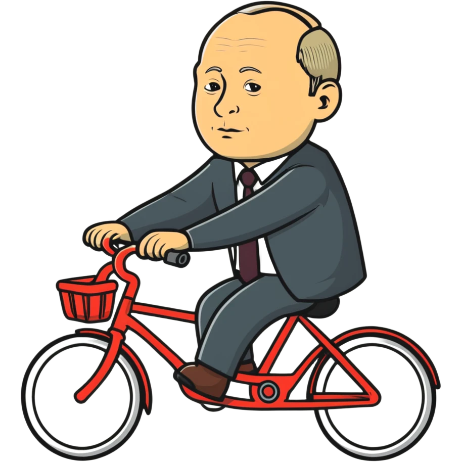 Vladimir Putin riding a bicycle from side view emoji