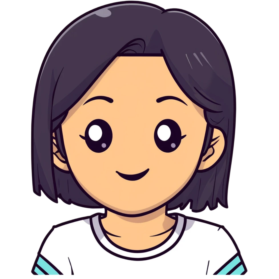 lightskin young girl with black straight hair and dark eyes, winking, playful expression emoji