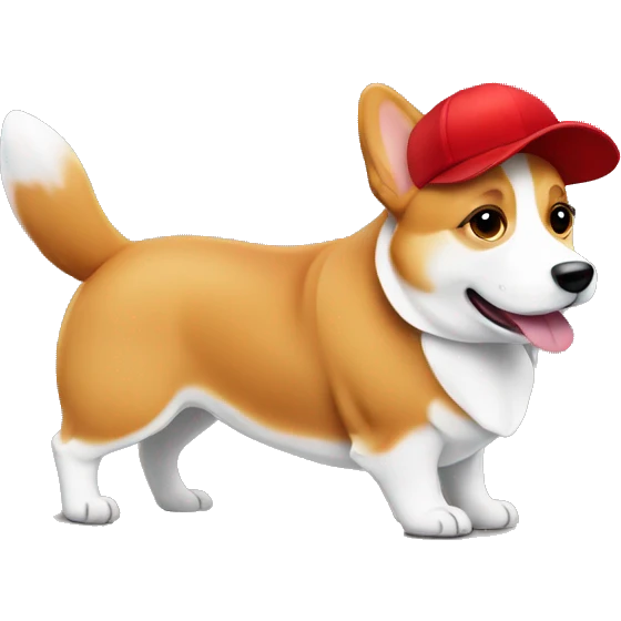 a corgi dog using red cap emoji