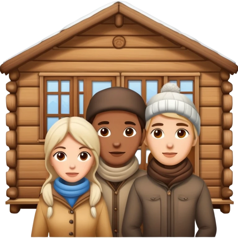 two men and two women at a cabin emoji