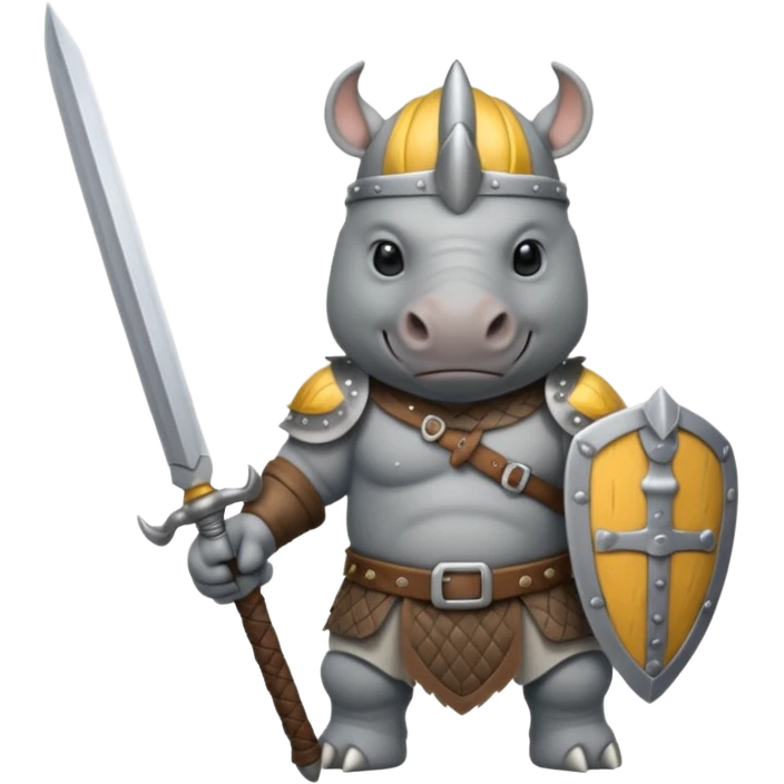 rhino with viking helmet and sword emoji