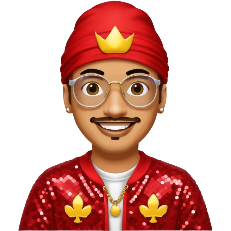 Ali G with red sequin outfit emoji