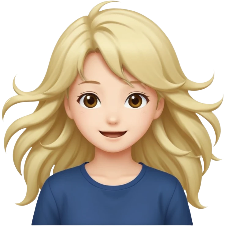 cute anime girl with blowing hair emoji