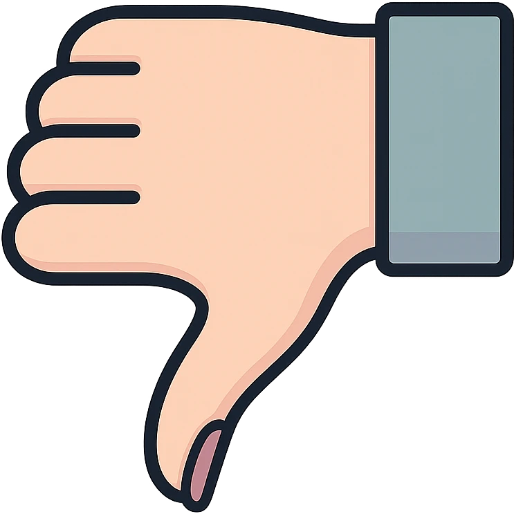 neat female hand with manicure showing dislike (thumb down), slightly curved wrist, thin clean contours, elegant soft rounded shapes, pastel palette #98B5BC, #B5B3C1, #C9A3C9, #E4C0CA, #F7DCD1, #F7C0AA, detailed shadows and highlights, soft lighting, no background emoji