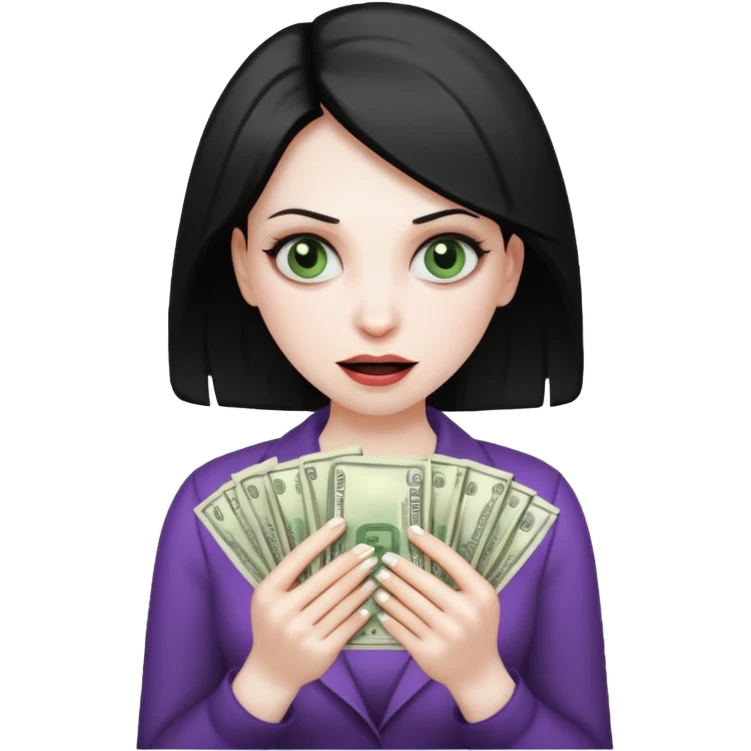 Crazed looked woman who wants to spend money emoji