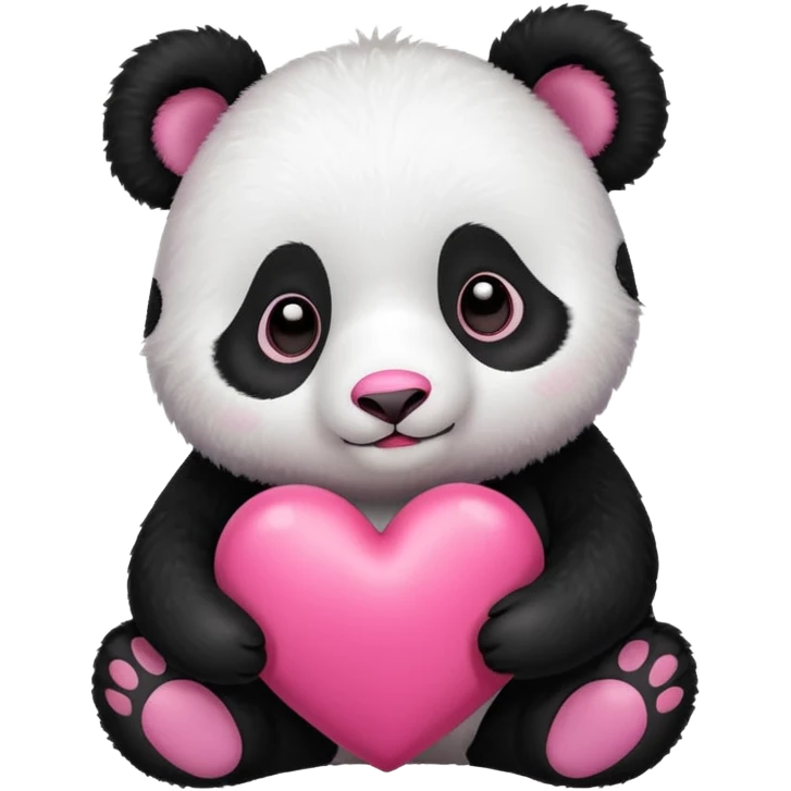 Panda with a pink heart emoji