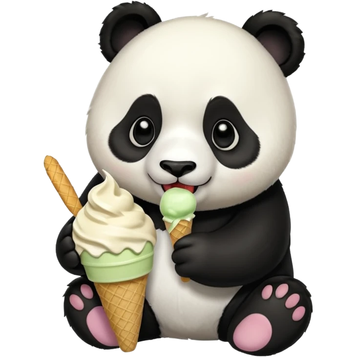 Panda eating ice cream emoji