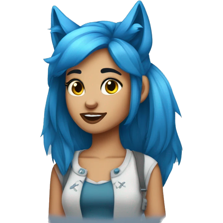 bella the wolf girl blue hair emoji