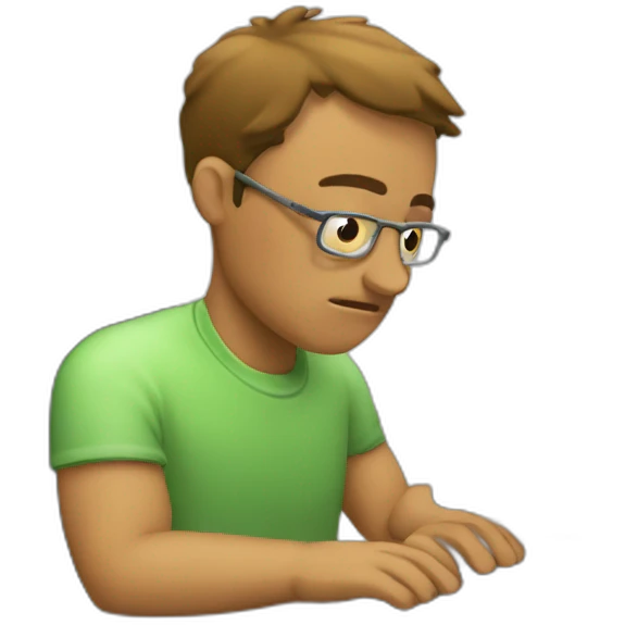 desperatly trying to work on a computer emoji