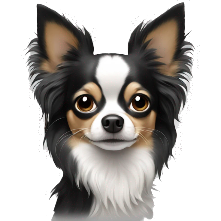 Black and white long haired chihuahua emoji