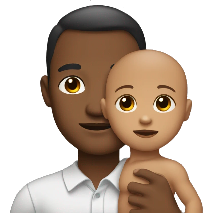 man with normal skin tone with a black baby child in arms emoji