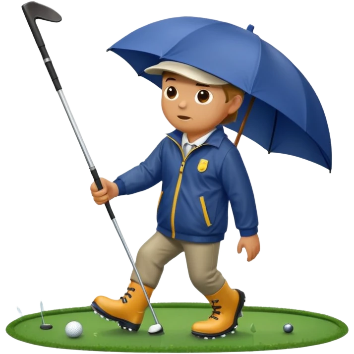A man playing golf in the rain wearing wellington boots  emoji