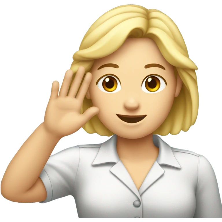 white female doing a salute gesture emoji