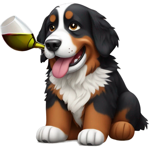 bernese mountain dog drinking wine emoji