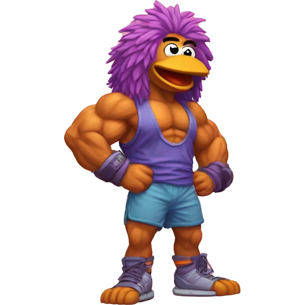 fraggle rocks hot muscle trainer sunset colored emoji