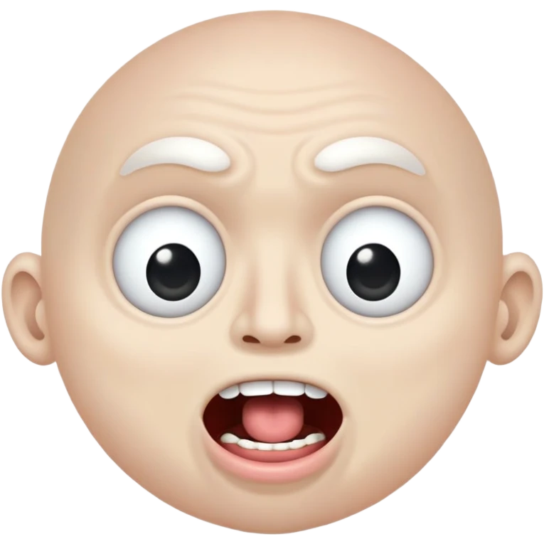 Super idol with his mouth wide open and he has no teeth and there is 3 small BØB eyes in his mouth and he has no eyes but there is 2 small BØB eyes in each of his eye circles and the background is pitch black and super idol is a grayish white color emoji