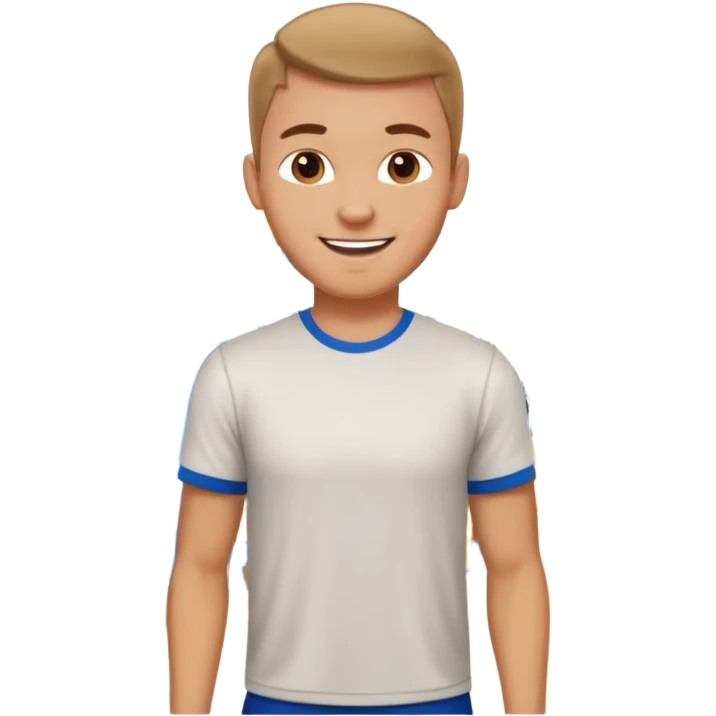 white sportsman in the playground, dressed in t-shirt emoji