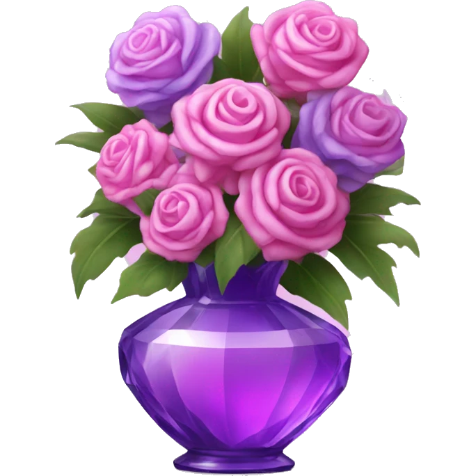 pink and purple bouquet in crystal vase emoji