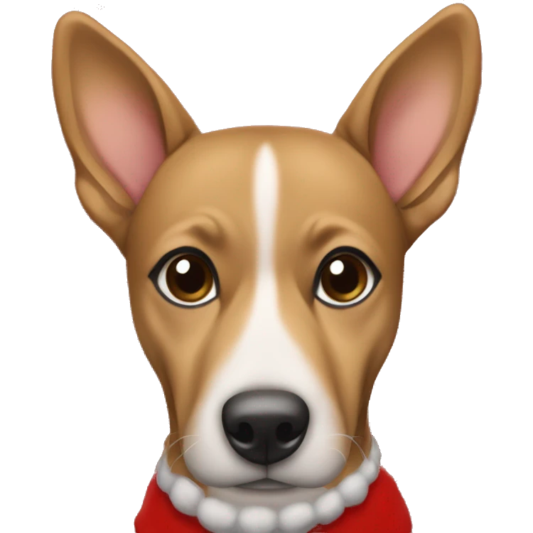 Light brown medium sized dog in a Christmas outfit emoji
