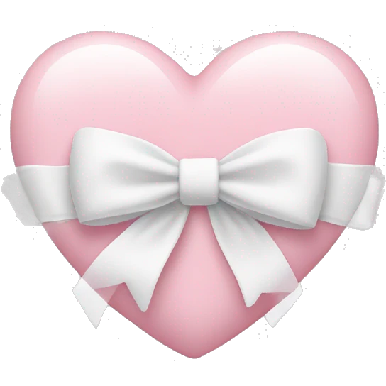 Pastel pink heart with white bow emoji