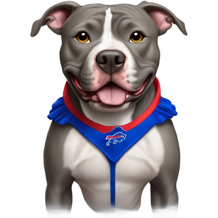 Gray pit bull wearing buffalo bills jersey emoji