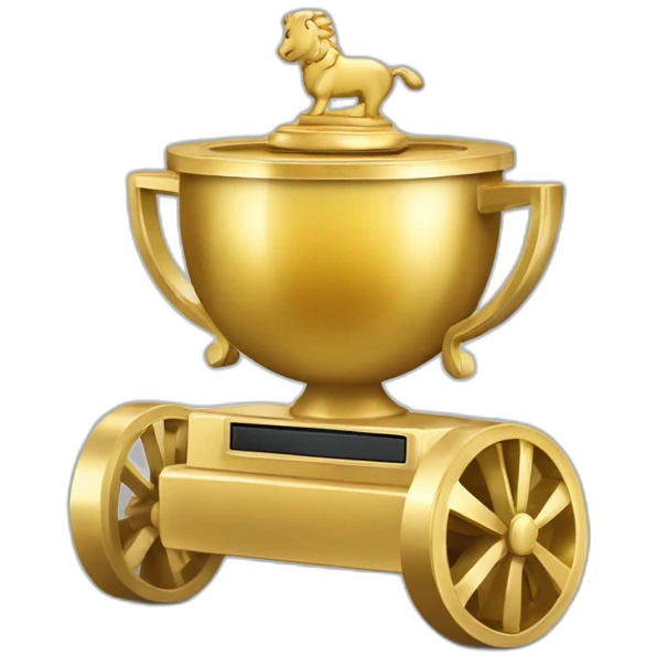 Trophée du monde de l'a'utomobile avec une roue en or dessus emoji