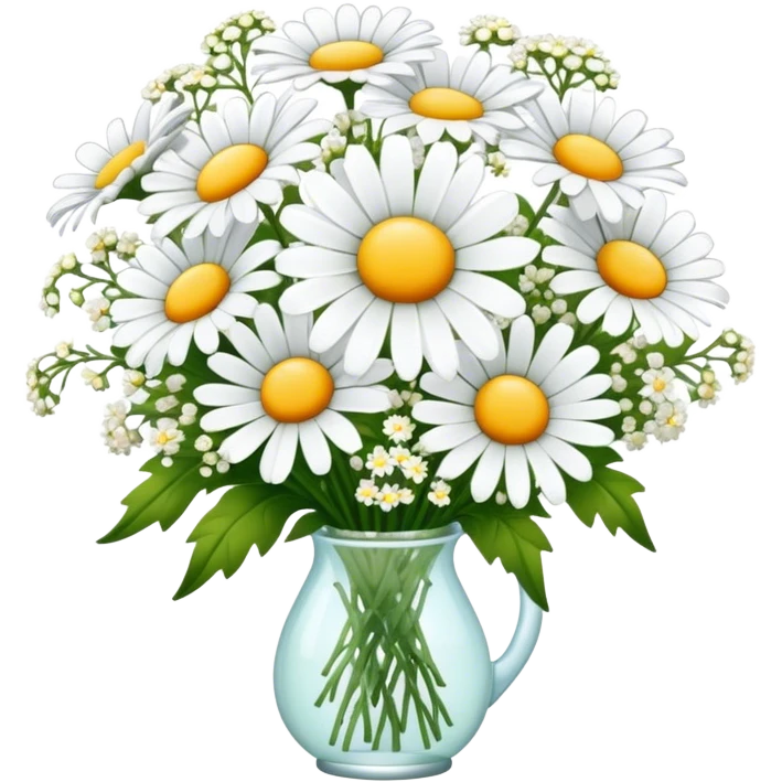 daisy and babies breath bouquet  emoji
