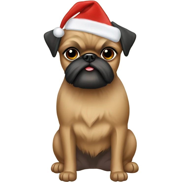 Tan brussels Griffon Christmas hat  emoji