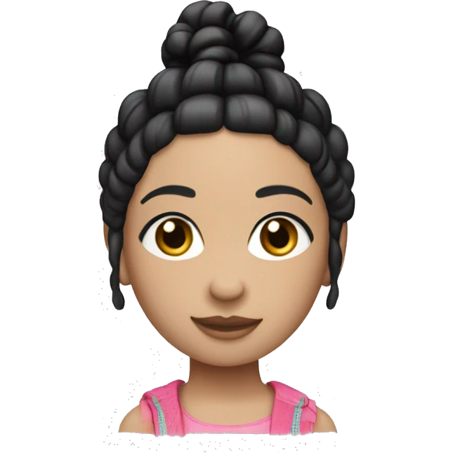 toy doll with pale ski, and black hair tied at the sides with pigtails emoji