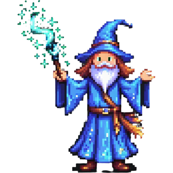 dancing wizard with sparkles emoji