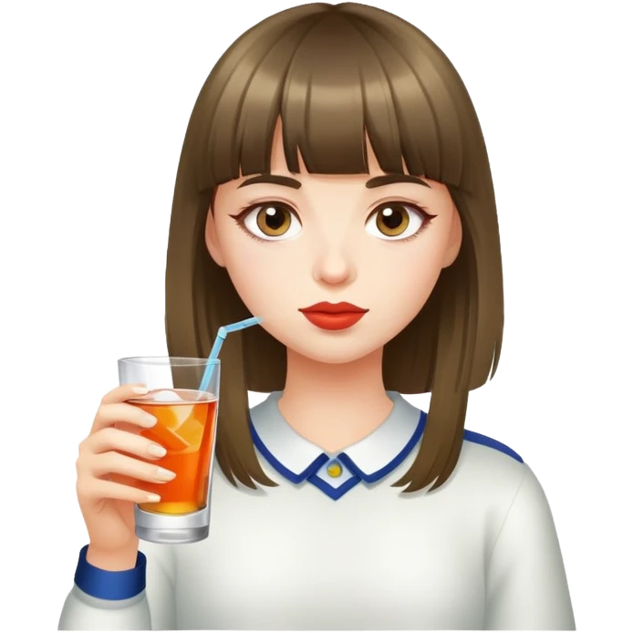Girl with bangs drinking vodka
 emoji