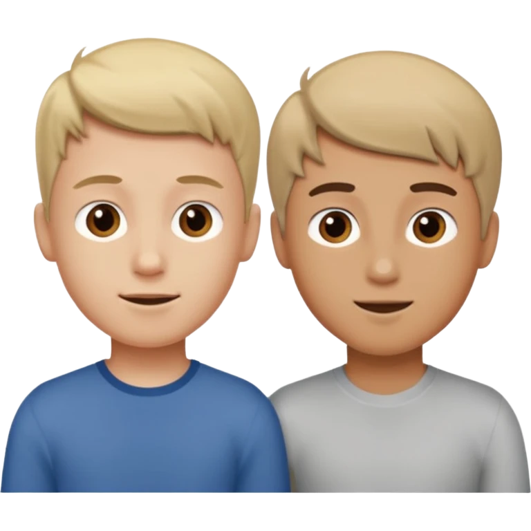 Two boys having a conversation looking at each other. emoji